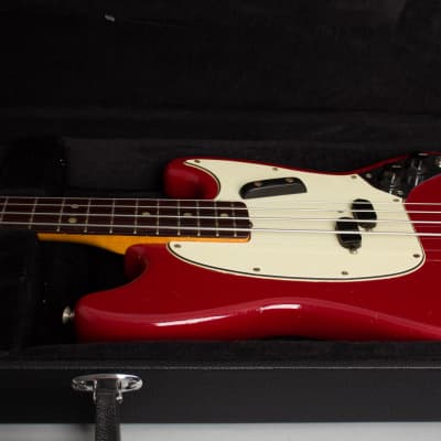 Fender  Mustang Bass Solid Body Electric Bass Guitar (1966), ser. #181321, black tolex hard shell case. image 14