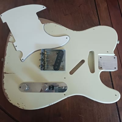 Melody Custom Guitars Olympic White Relic Aged Esquire Telecaster Body, Loaded. 1998 image 6