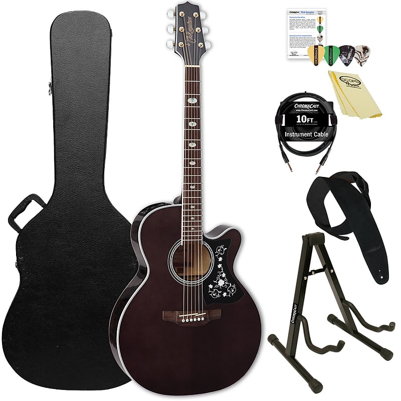 Takamine GN75CE TBK NEX Cutaway Acoustic-Electric Guitar with ChromaCast Hard Case & Accessories, Transparent Black image 1