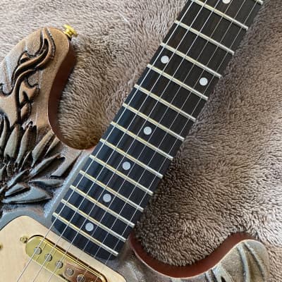 Widespread Panic Fish Carved (Lotus & Koi) Woodruff Brothers Guitars - Enamel & Satin Lacquer (open pore) image 7