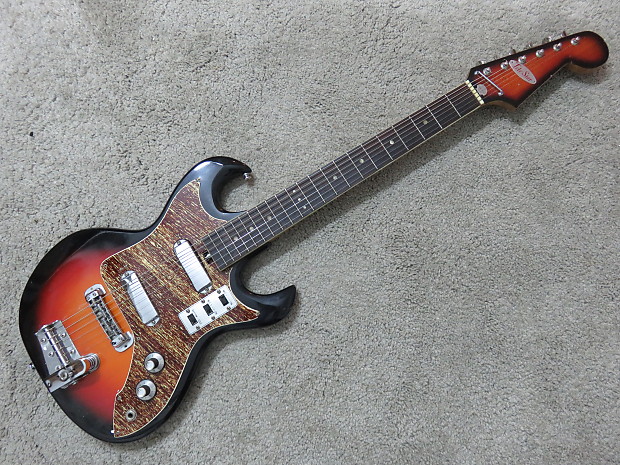 Vintage 1960s Tele-Star Teisco Solid Body Sunburst Offset Guitar Early Ibanez Claw Cutaway Design image 1