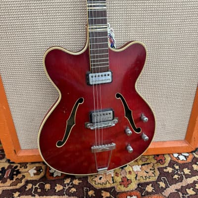 Vintage 1963 Hofner Verithin Cherry Red Hollow Archtop Electric Guitar *1960s* for sale