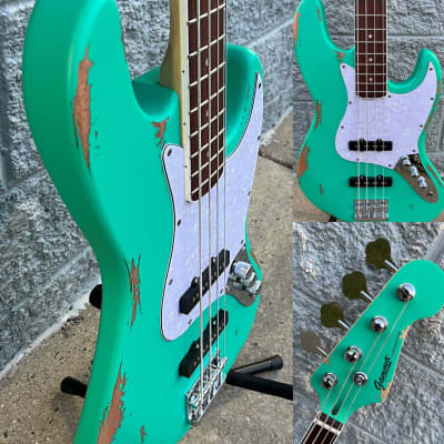 GAMMA Custom Bass Guitar JRW24-01, 4-String Beta Model, Road Worn Marina Green image 11