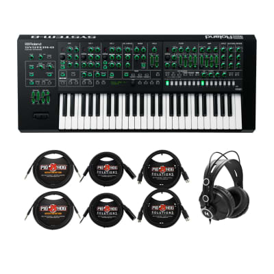Roland SYSTEM-8 Plug-Out 49-Key Synthesizer Keyboard with Closed-Back Studio Headphones and Cables (8 Items)