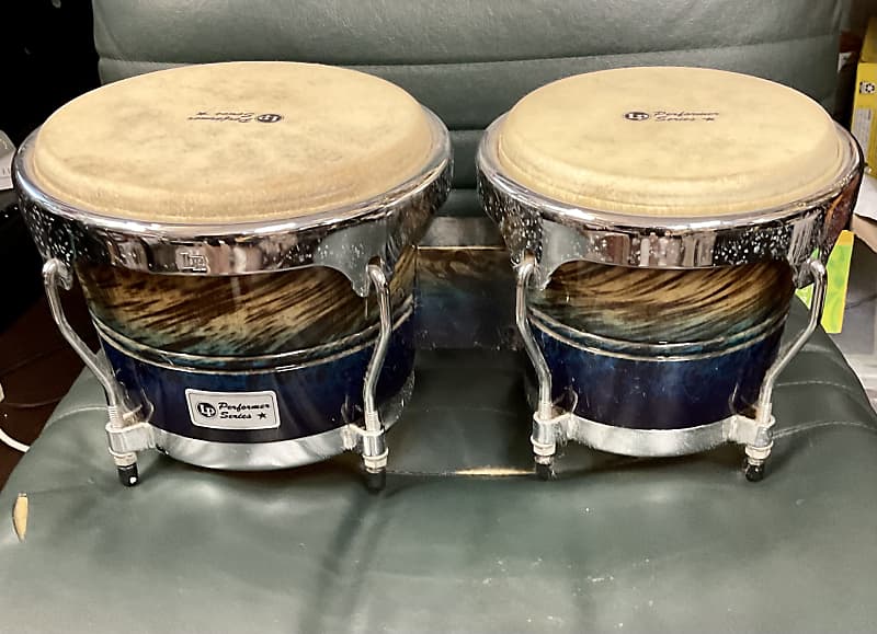 LP Performer Series Bongos Chrome Hardware Blue Fade Reverb