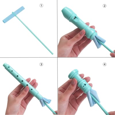 Soprano Recorder For Kids Beginners, German Style C Key 8 Holes Recorder Instrument Abs 3-Piece With Cleaning Kit & Fingering Chart, Blue image 4