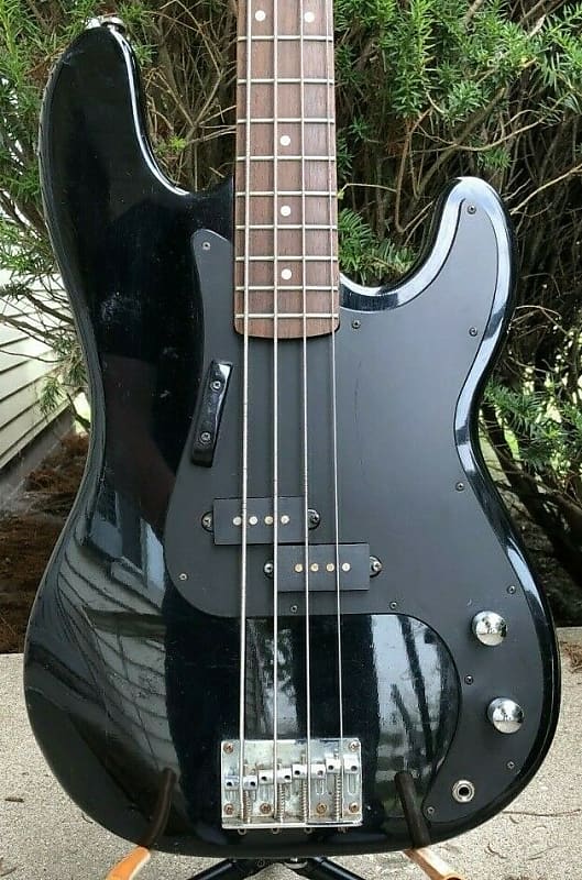 Silvertone Black Electric Bass Guitar image 1