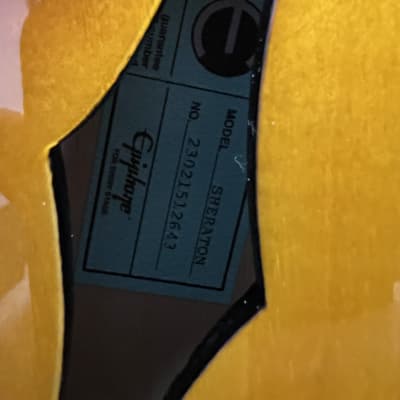Epiphone  Sheraton Semi Hollow Guitar- Vintage Sunburst 8lbs 8oz w/ Gig bag. new! image 18