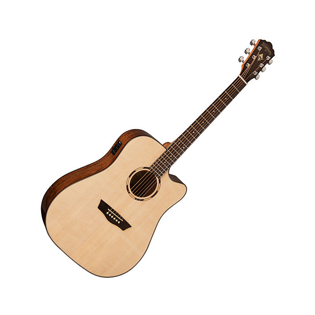 Washburn WLD10SCE Woodline 10 Series Cutaway Dreadnought w/ Electronics Natural image 1