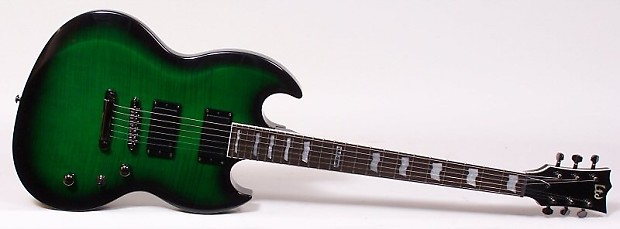 Esp Ltd Viper 330 Fm Stgsb Trans Green Flame Top Electric Guitar W Active Pickups