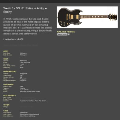Gibson SG 61' reissue 2007 Black image 9