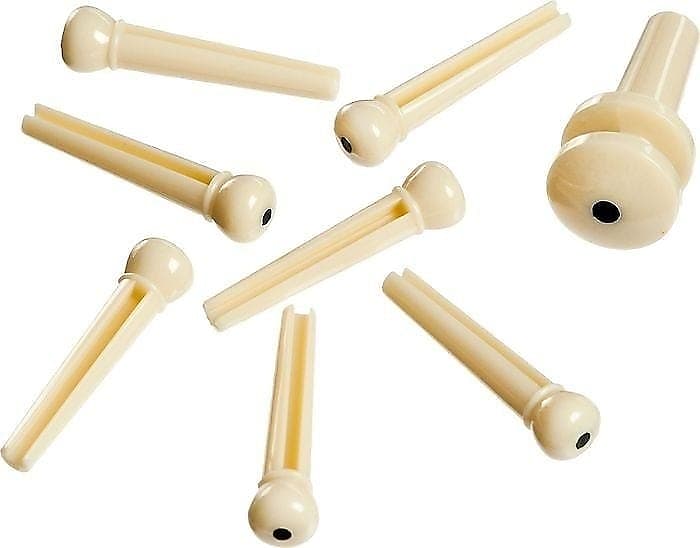 D'Addario PWPS12 Molded Bridge Pins with End Pin Set of 7 Ivory with Black Dot image 1