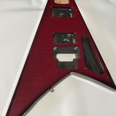 2005 MIJ Jackson RR3 RR Rhoads V Red Flame Guitar Body Floyd Tremolo Ready image 3