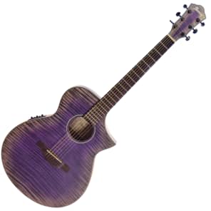 Ibanez AEWC32FM-GVL Thinline Acoustic/Electric Guitar w/ Flame Maple Top Glacier Violet Low Gloss