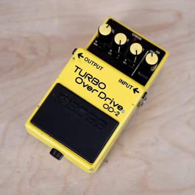 Boss OD-2 Turbo OverDrive (Black Label) 1987 Vintage Made in Japan Yellow in Box image 2