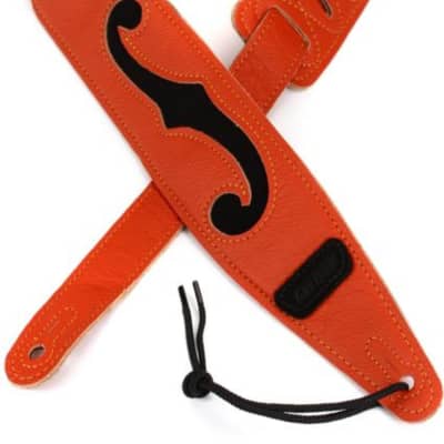 GRETSCH - Gretsch F-Holes Leather Strap  Orange and Black  3 - 9224362100 for sale