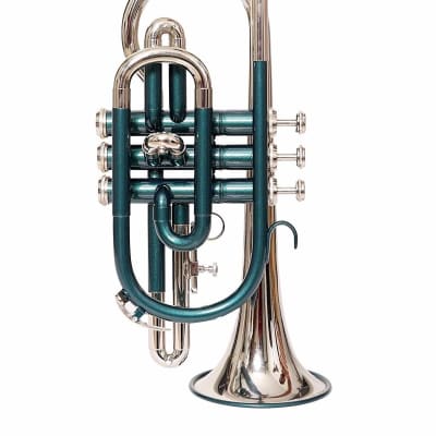 Sai musicals co-55 BRAND New Green Nickel Finish Bb Flat Cornet Trumpet +Free Case+ MP 2022 image 2
