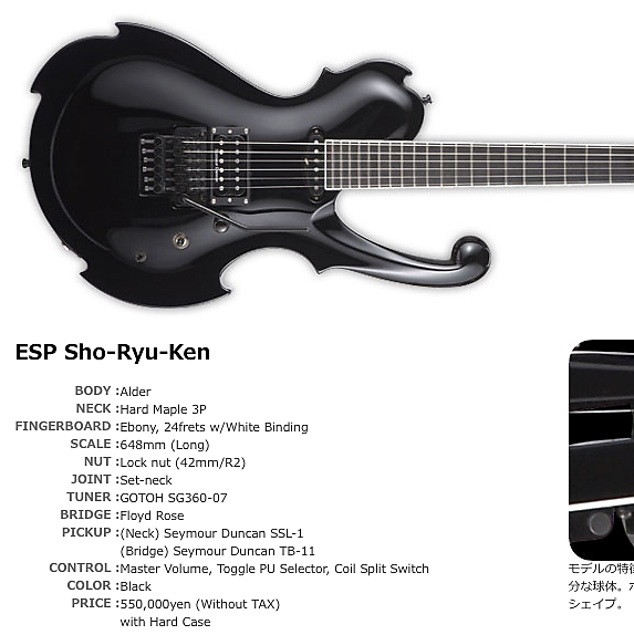 ESP Custom Artist Signature ShoRyuKen 2007 Black | Reverb