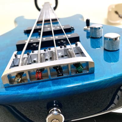 JB Player Professional Series Electric Bass Guitar Translucent Blue with GIG BAG image 8