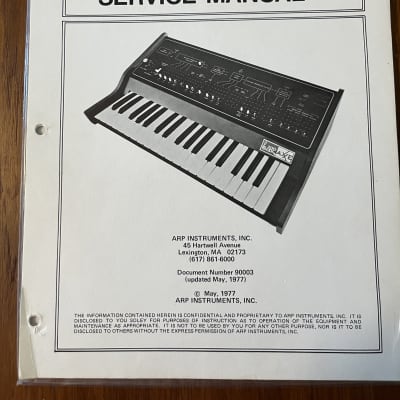 Arp Axxe Original Manual Model 2300 1977 - Paper