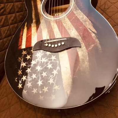 Oscar Schmidt OG10CEFLAG Concert Cutaway 6-String Acoustic-Electric Guitar - American Flag Graphic image 15