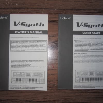 Roland V-Synth manual and quick start guide brochure instruction tutorial