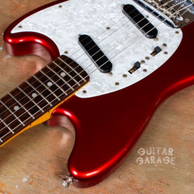 2002 Fender Japan Mustang 69 Vintage Reissue Candy Apple Red Competition Stripe offset guitar - CIJ image 15