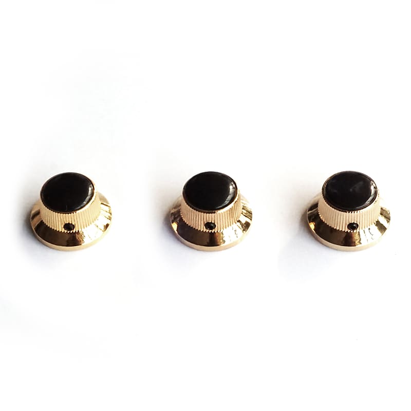 Stratocaster Control Knobs Metal Black Pearl Gold x3 Reverb UK