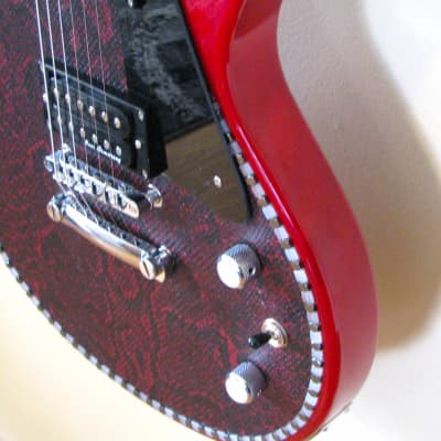 Custom Designed & Crafted  RED LP SPECIAL STYLE RED SNAKE TOLEX W/HEMALYKE STONES & WHITE QUARTZ STONES SERIAL #047 -2024 image 1