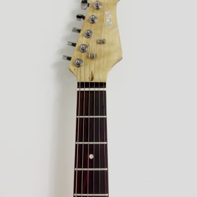 4/4 Haze HSTL 19100FNA Thru Solid Body Electric Guitar,S-S,Ash Burl Top+Free Gig Bag image 2
