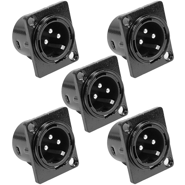 Seismic Audio SAPT214-5PACK 3-Pin XLR Male Panel Mount Cable Connectors (5-Pack) image 1