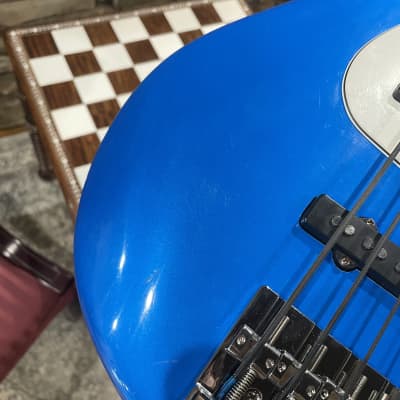 Fender American Standard Jazz Bass V Fretless Conversion 1995 - Electric Blue image 11
