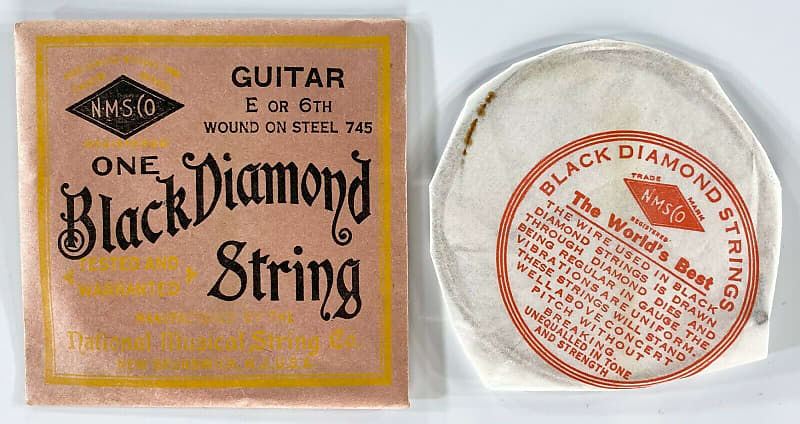 1930s BLACK DIAMOND STRINGS Vintage BOX Single Guitar E 6th Steel