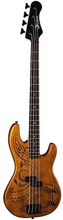 Luna Tattoo 4 String Electric Bass Guitar image 1