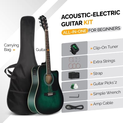 Glarry GMA101 41 Inch EQ Acoustic Guitar w/15W Amp - Green image 2