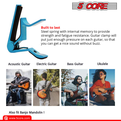5 Core Guitar Capo Tuner for Acoustic and Electric Guitars Bass Mandolin Ukulele Premium Blue Color Guitar Accessories Afinador De Guitarra Acustica CAPO BLUE 1Pc image 9