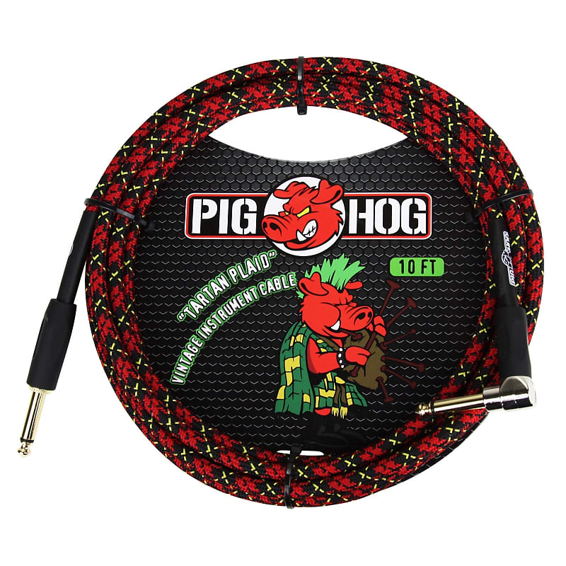Pig Hog Vintage Series 10 Foot Right Angle Instrument Cable - Tartan Plaid Woven image 1