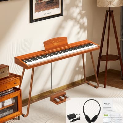 Glarry GPP-110 88 Key Full Size Semi-Weighted Standard Electric Digital Piano with Piano Bench Natural image 2