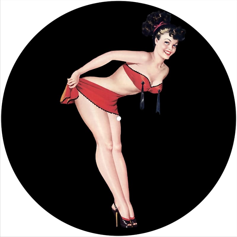 2 x Slipmats Scratch Pads Felt for 12" LP Record Players Vinyl DJ Turntables *Pin-up Red Bent Over Tassles image 1