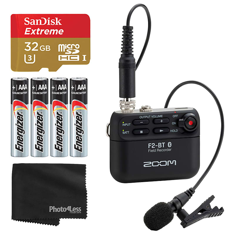 Zoom F2 BT Bluetooth Field Recorder with Lavalier Microphone Reverb