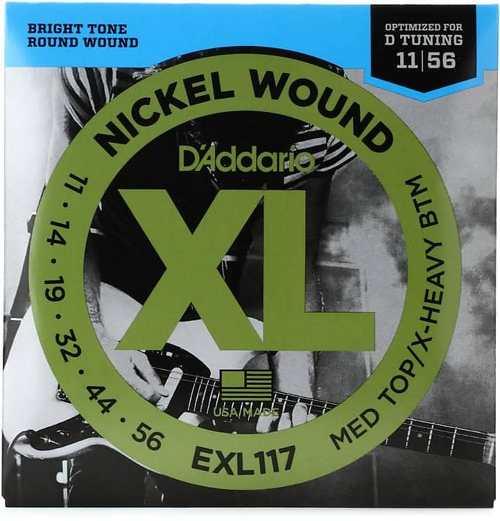 D'Addario EXL117 11-56 Medium Top/Extra Heavy Bottom, XL Nickel Electric Guitar Strings