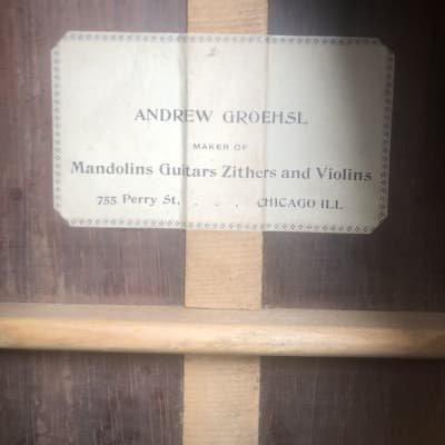 Antique Vintage 1896 Andrew Groehsl Chicago, IL Parlor Guitar Project Brazilian Rosewood image 6
