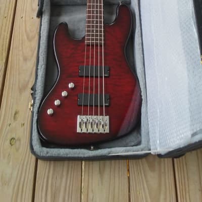 Left Handed Lefty LH Schecter Diamond Series California Custom 5 string  Bass Guitar Black Cherry image 2