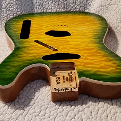 Bottom price on a KIller 5A maple top USA made Bound Alder body in the Rare Green Dragon. Made for a Tele neck. # GDT-1 image 9