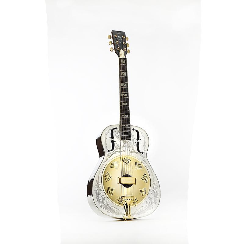 Ozark resonator guitar, brass engraved image 1