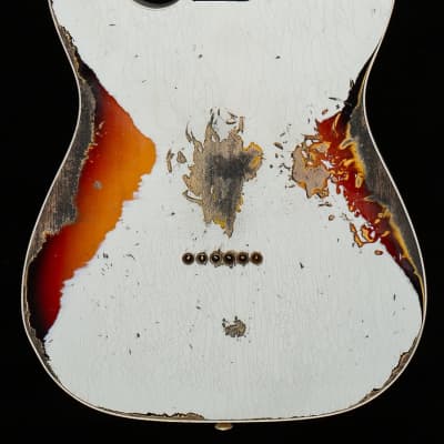 Fender Custom Shop LTD CuNiFe Telecaster Custom Heavy Relic Aged Olympic White Over 3-Tone Sunburst - CZ549986-7.64 lbs image 4