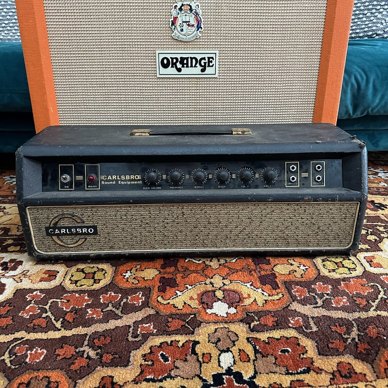 Vintage 1960s Carlsbro CS40-60 EL34 Valve Guitar Amplifier Head w/ Lay Down TFs image 1