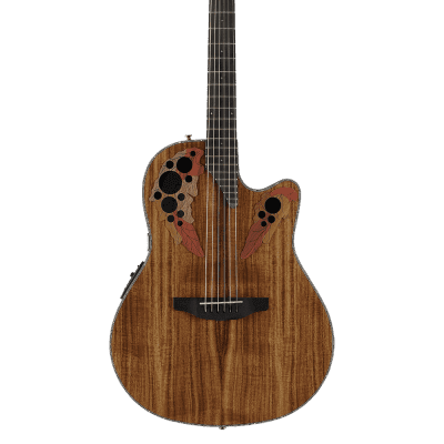 Ovation CE44P-FKOA Exotic Celebrity Elite Plus Selected Figured Top Mid-Depth Lyrachord Body Nato Neck 6-String Acoustic-Electric Guitar image 3