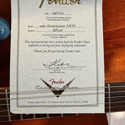 Fender Stratocaster Custom Shop '62 California Beach Limited Edition 2004 Catalina Blue image 4