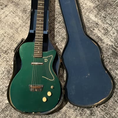 Vintage 1960’s Guitar Case Chipboard Cardboard Black w Blue Interior Worcester Epiphone Gibson SG Harmony Kay Silvertone image 21